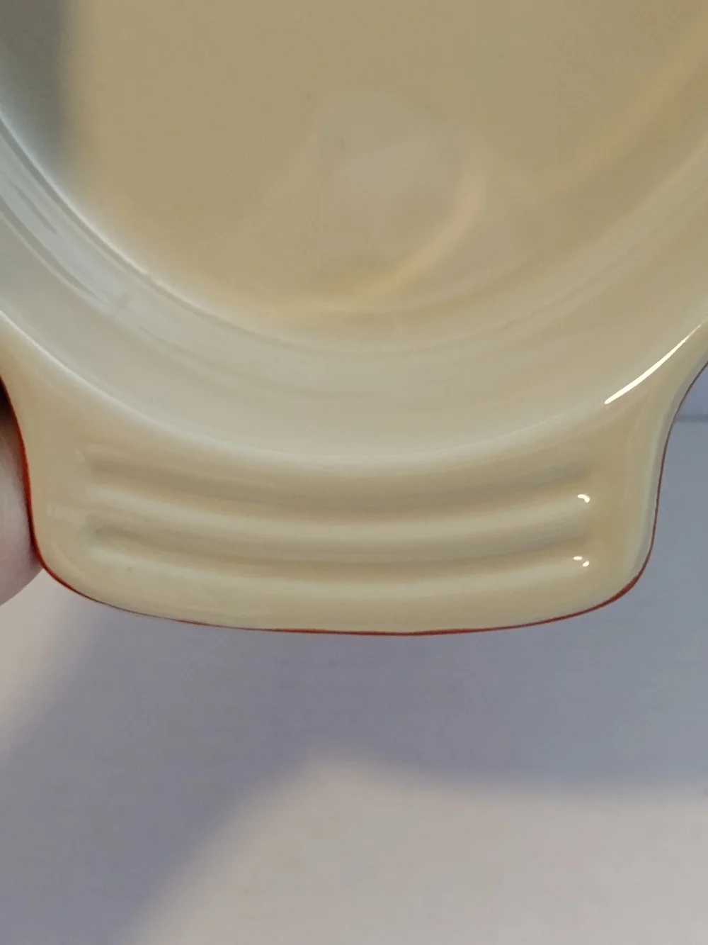 Le Creuset Red Ceramic Oval Baking Dish with Cream Interior